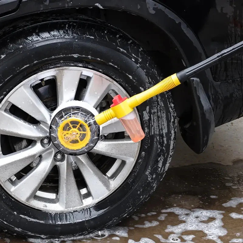 Cepillo de Lavado Rotatorio para Auto con Rotación de 360 Grados, Longitud Ajustable, Generador de Espuma, Lavadora a Presión, Diseño Portátil