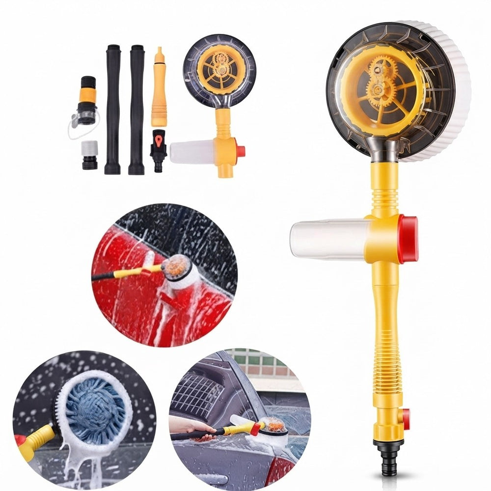 Cepillo de Lavado Rotatorio para Auto con Rotación de 360 Grados, Longitud Ajustable, Generador de Espuma, Lavadora a Presión, Diseño Portátil